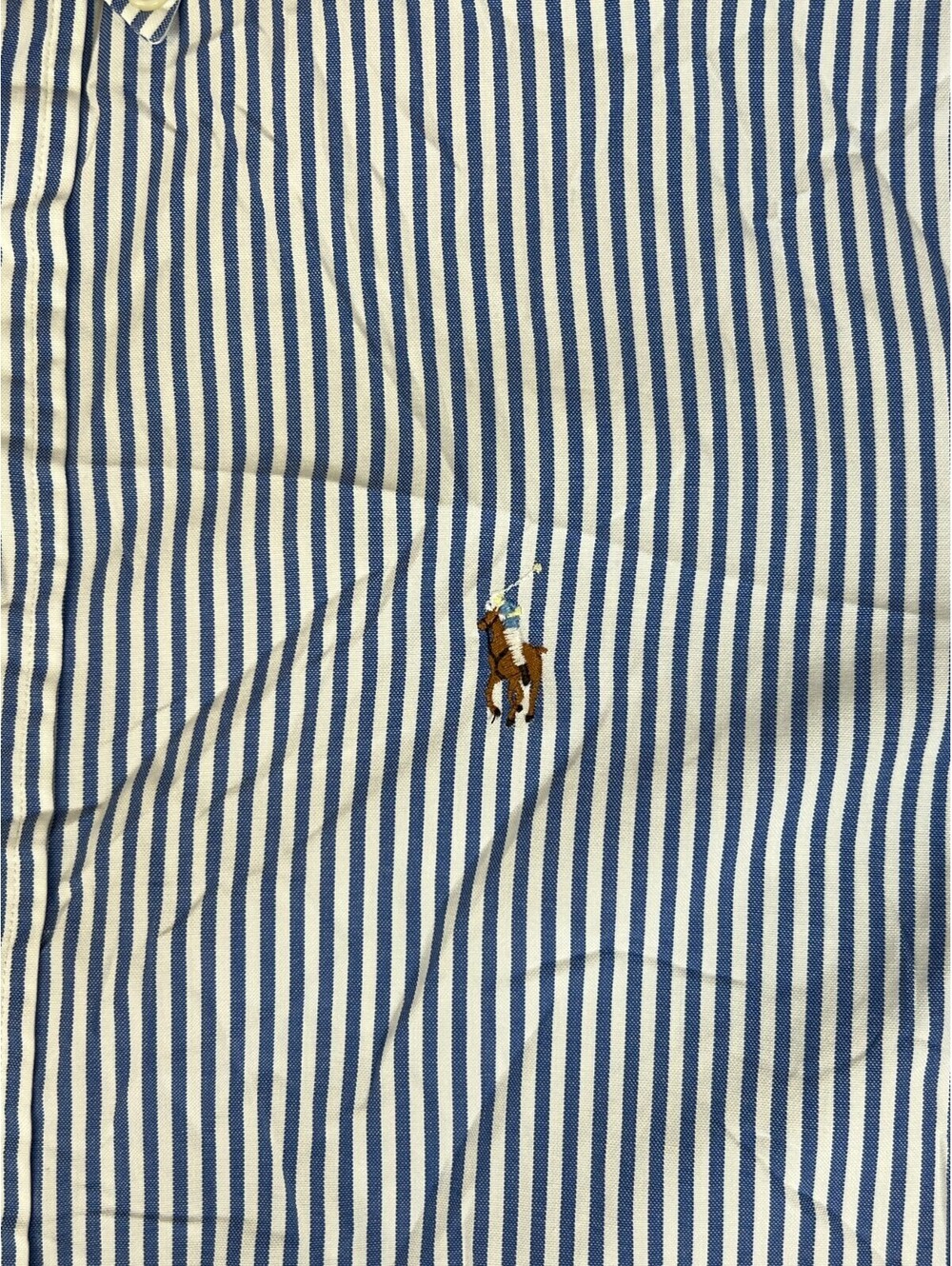 Ralph Lauren Men 15-35 Yarmouth Button Down Shirt Blue White Striped Cotton - Picture 8 of 11